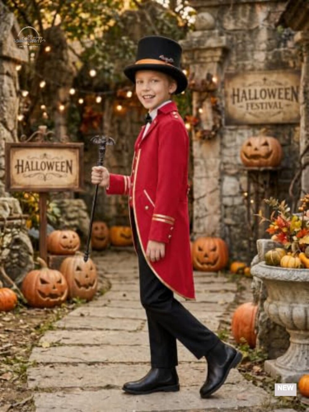 Boys Gothic Tailcoat Jacket Halloween Costume Victorian Steampunk Tailcoat - Picture 3 of 5